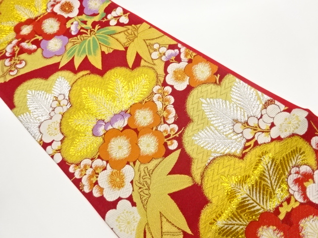 JAPANESE KIMONO / FUKURO OBI / SILK / WOVEN SHOCHIKUBAI